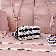 Kitlife Miu Miu Crochet Pouch White & Dark Blue 5NE841 25.5x14x10cm - 5