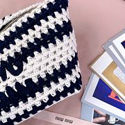 Kitlife Miu Miu Crochet Pouch White & Dark Blue 5NE841 25.5x14x10cm - 3