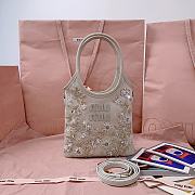 Kitlife Miu Miu Ivy Embroidered Gabardine Bag Cream 5BA281 20x24cm - 6