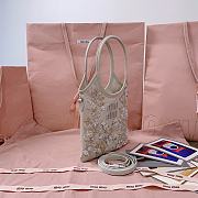 Kitlife Miu Miu Ivy Embroidered Gabardine Bag Cream 5BA281 20x24cm - 3