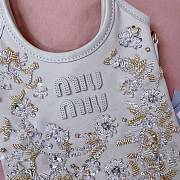 Kitlife Miu Miu Ivy Embroidered Gabardine Bag Cream 5BA281 20x24cm - 2