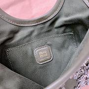 Kitlife Miu Miu Ivy Embroidered Gabardine Bag Green 5BA281 20x24cm - 6