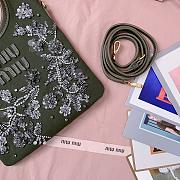 Kitlife Miu Miu Ivy Embroidered Gabardine Bag Green 5BA281 20x24cm - 5