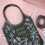 Kitlife Miu Miu Ivy Embroidered Gabardine Bag Green 5BA281 20x24cm - 3