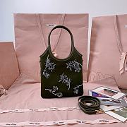 Kitlife Miu Miu Ivy Embroidered Gabardine Bag Green 5BA281 20x24cm - 2