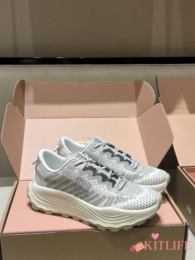 Kitlife Miu Miu Cloudy Grey Technical Fabric Sneakers - 1