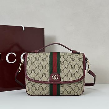 Kitlife Gucci Ophidia Medium Top Handle Bag Red & Beige 836842 24x11.5x17.5cm