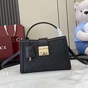 Kitlife Gucci Padlock Medium Top Handle Bag Black Embossed GG Leather 838992 25.5x17.5x10cm - 1