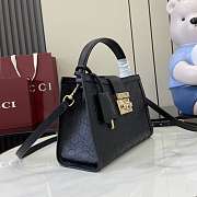 Kitlife Gucci Padlock Medium Top Handle Bag Black Embossed GG Leather 838992 25.5x17.5x10cm - 2