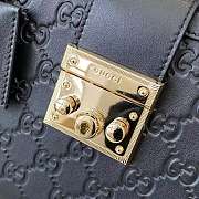 Kitlife Gucci Padlock Medium Top Handle Bag Black Embossed GG Leather 838992 25.5x17.5x10cm - 5