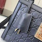 Kitlife Gucci Padlock Medium Top Handle Bag Black Embossed GG Leather 838992 25.5x17.5x10cm - 6