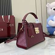 Kitlife Gucci Padlock Medium Top Handle Bag Burgundy Embossed GG Leather 838992 25.5x17.5x10cm  - 2