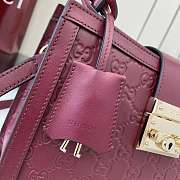 Kitlife Gucci Padlock Medium Top Handle Bag Burgundy Embossed GG Leather 838992 25.5x17.5x10cm  - 6