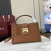 Kitlife Gucci Padlock Medium Top Handle Bag Brown Embossed GG Leather 838992 25.5x17.5x10cm - 1