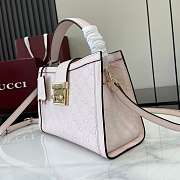 Kitlife Gucci Padlock Medium Top Handle Bag Pink Embossed GG Leather 838992 25.5x17.5x10cm - 4