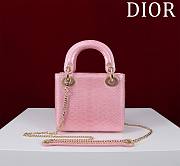 Kitlife Dior Lady Diana Three-grid Snakeskin Pearlescent Pink M0505 17x15x7cm - 1