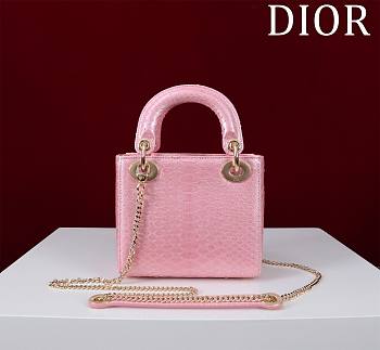 Kitlife Dior Lady Diana Three-grid Snakeskin Pearlescent Pink M0505 17x15x7cm