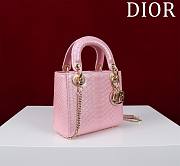 Kitlife Dior Lady Diana Three-grid Snakeskin Pearlescent Pink M0505 17x15x7cm - 5