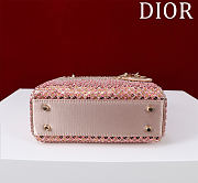 Kitlife Dior Lady Diana Three-Grid Embroidered Gradient Beads Pink M0505821 17x15x7cm - 5
