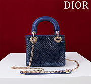 Kitlife Dior Lady Diana Three-Grid Embroidered Gradient Beads Dark Blue M0505821 17x15x7cm - 1