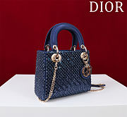 Kitlife Dior Lady Diana Three-Grid Embroidered Gradient Beads Dark Blue M0505821 17x15x7cm - 5
