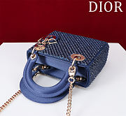 Kitlife Dior Lady Diana Three-Grid Embroidered Gradient Beads Dark Blue M0505821 17x15x7cm - 4