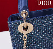 Kitlife Dior Lady Diana Three-Grid Embroidered Gradient Beads Dark Blue M0505821 17x15x7cm - 3