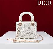 Kitlife Dior Lady Diana Three-Grid Embroidery with Diamonds and Pearls M0505811 17x15x7cm - 1