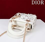 Kitlife Dior Lady Diana Three-Grid Embroidery with Diamonds and Pearls M0505811 17x15x7cm - 5