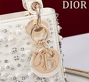 Kitlife Dior Lady Diana Three-Grid Embroidery with Diamonds and Pearls M0505811 17x15x7cm - 3