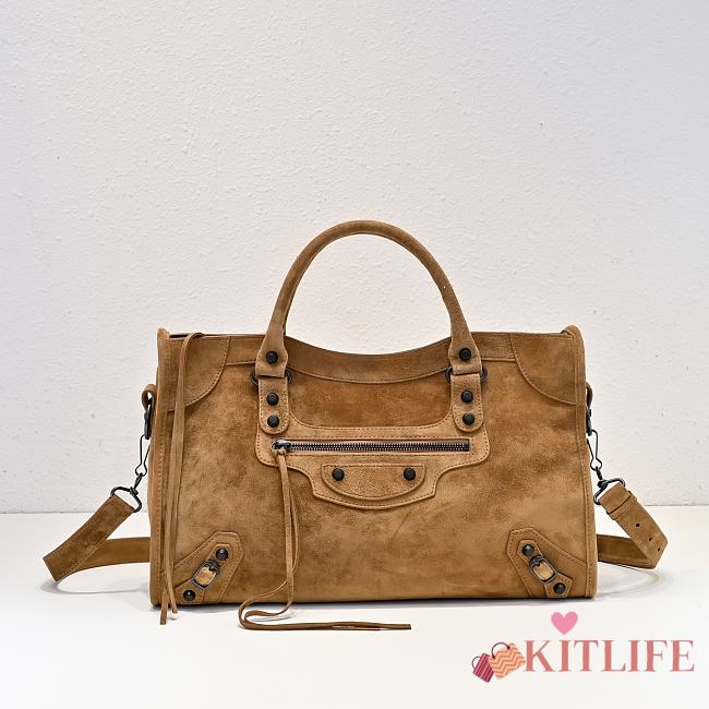 Kitlife Balenciaga Le City Bag in Camel Suede Leather 37x27x10cm - 1