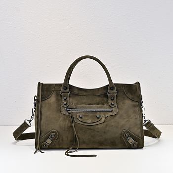 Kitlife Balenciaga Le City Bag in Khaki Suede Leather 37x27x10cm
