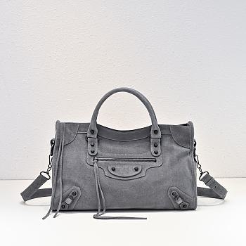 Kitlife Balenciaga Le City Bag in Grey Suede Leather 37x27x10cm