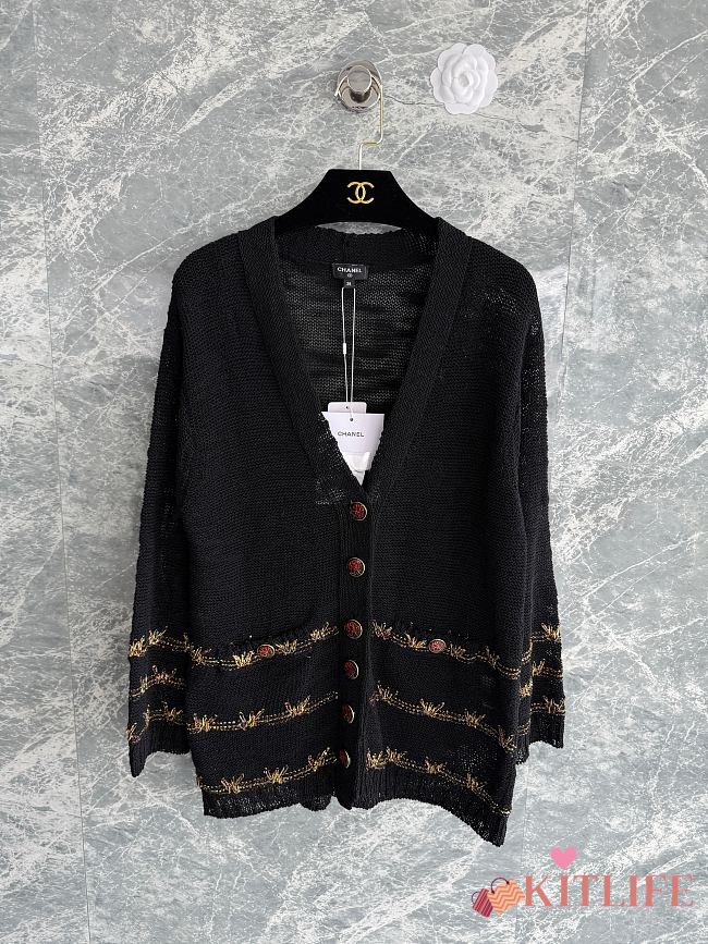 Kitlife Chanel Embroidered Cardigan Black  - 1