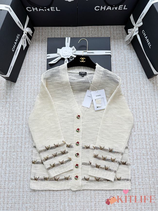 Kitlife Chanel Embroidered Cardigan White - 1