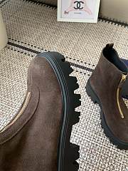 Kitlife Prada 25SS Classic Triangle Logo Slip-on Boots Dark Brown Suede  - 2