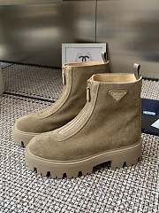 Kitlife Prada 25SS Classic Triangle Logo Slip-on Boots Beige Suede - 1