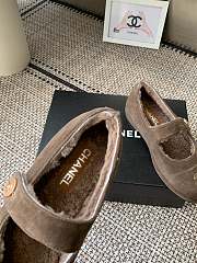 Kitlife Chanel Fur Ballet Flats Shoes Brown Suede - 2