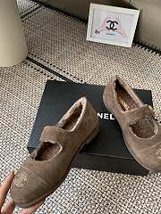 Kitlife Chanel Fur Ballet Flats Shoes Brown Suede - 4