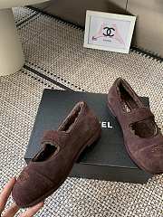 Kitlife Chanel Fur Ballet Flats Shoes Dark Brown Suede - 3