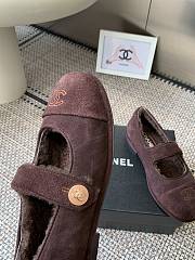 Kitlife Chanel Fur Ballet Flats Shoes Dark Brown Suede - 4