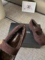 Kitlife Chanel Fur Ballet Flats Shoes Dark Brown Suede - 5