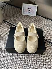 Kitlife Chanel Fur Ballet Flats Shoes Cream Suede - 1