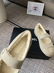 Kitlife Chanel Fur Ballet Flats Shoes Cream Suede - 2