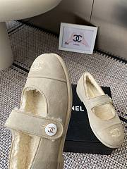Kitlife Chanel Fur Ballet Flats Shoes Cream Suede - 4