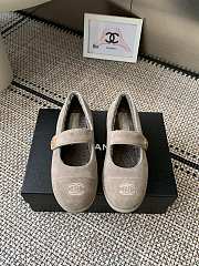 Kitlife Chanel Fur Ballet Flats Shoes Grey Suede - 1