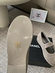 Kitlife Chanel Fur Ballet Flats Shoes Grey Suede - 3