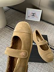 Kitlife Chanel Fur Ballet Flats Shoes Beige Suede - 6