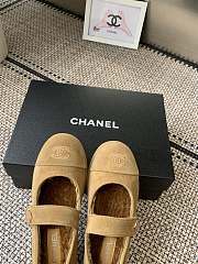 Kitlife Chanel Fur Ballet Flats Shoes Beige Suede - 3
