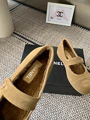 Kitlife Chanel Fur Ballet Flats Shoes Beige Suede - 2